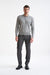 Smoke Grey Cotton Harwich Long Sleeve Knitted Polo - View Two