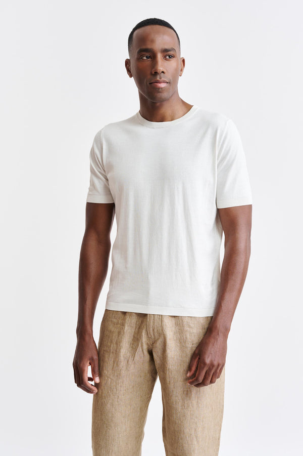 Wit Katoenen Penryn Gebreid T-shirt