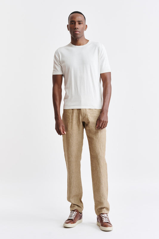 White Cotton Penryn Knitted Tee Image 2