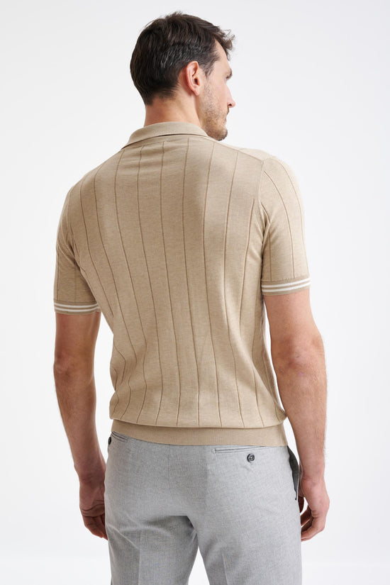 Safari Beige Cotton Wide Rib Dawlish Knit - View Four