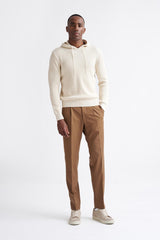 Cream 100% Cotton Rib Bangor Knitted Hoodie - View Two