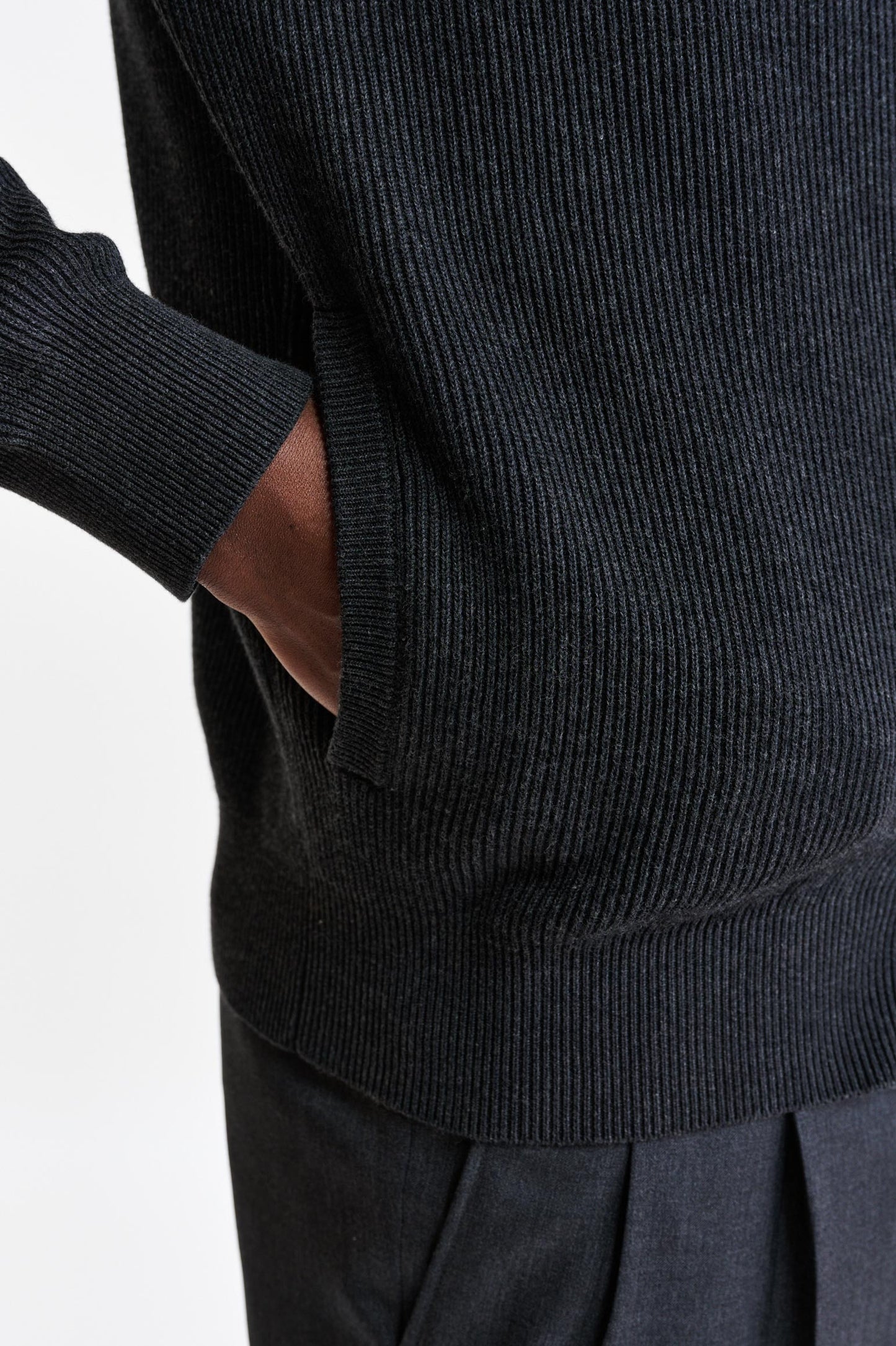 Grey Melange Cotton Exford FullZip Knitted Sweater