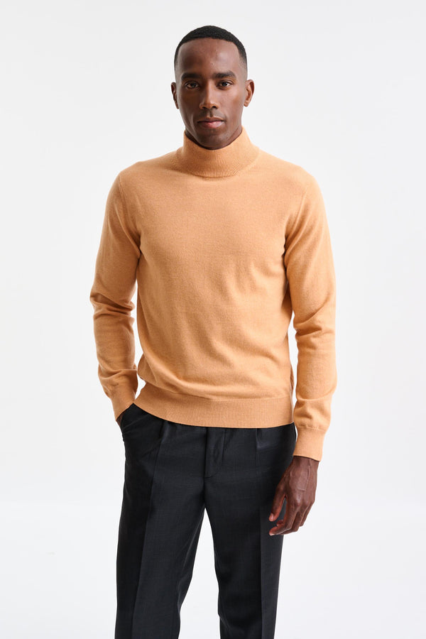 Pull À Col Rond Haut En Cachemire Orange