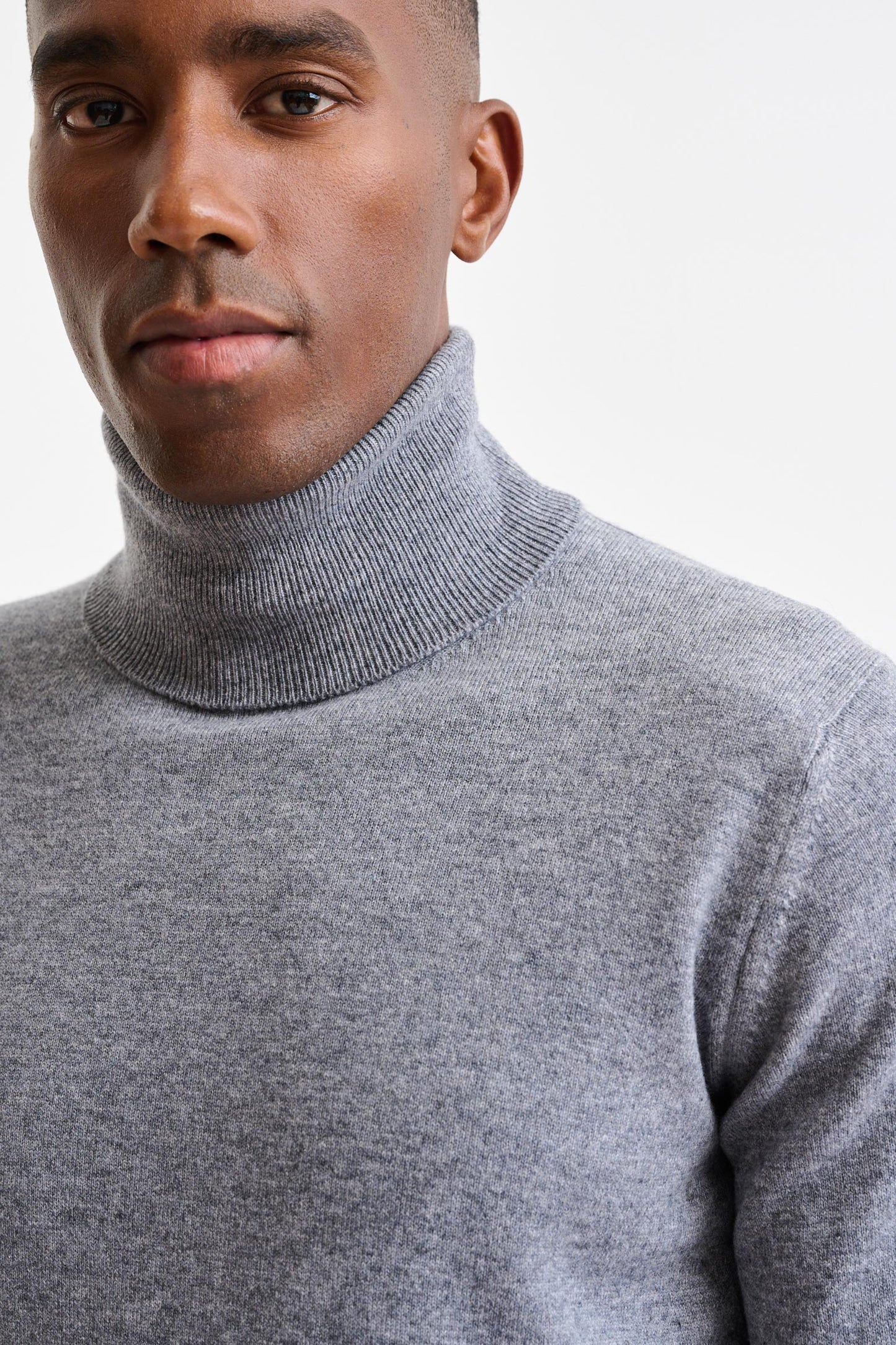 Mid-Grey Melange Cashmere Drumberg Rollneck Knitwear - Image 2
