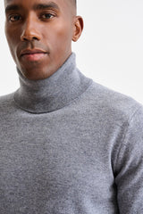 Mid-Grey Melange Cashmere Drumberg Rollneck Knitwear - Image 2