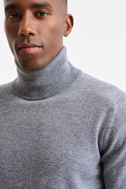 Mid-Grey Melange Cashmere Drumberg Rollneck Knitwear - Image 2
