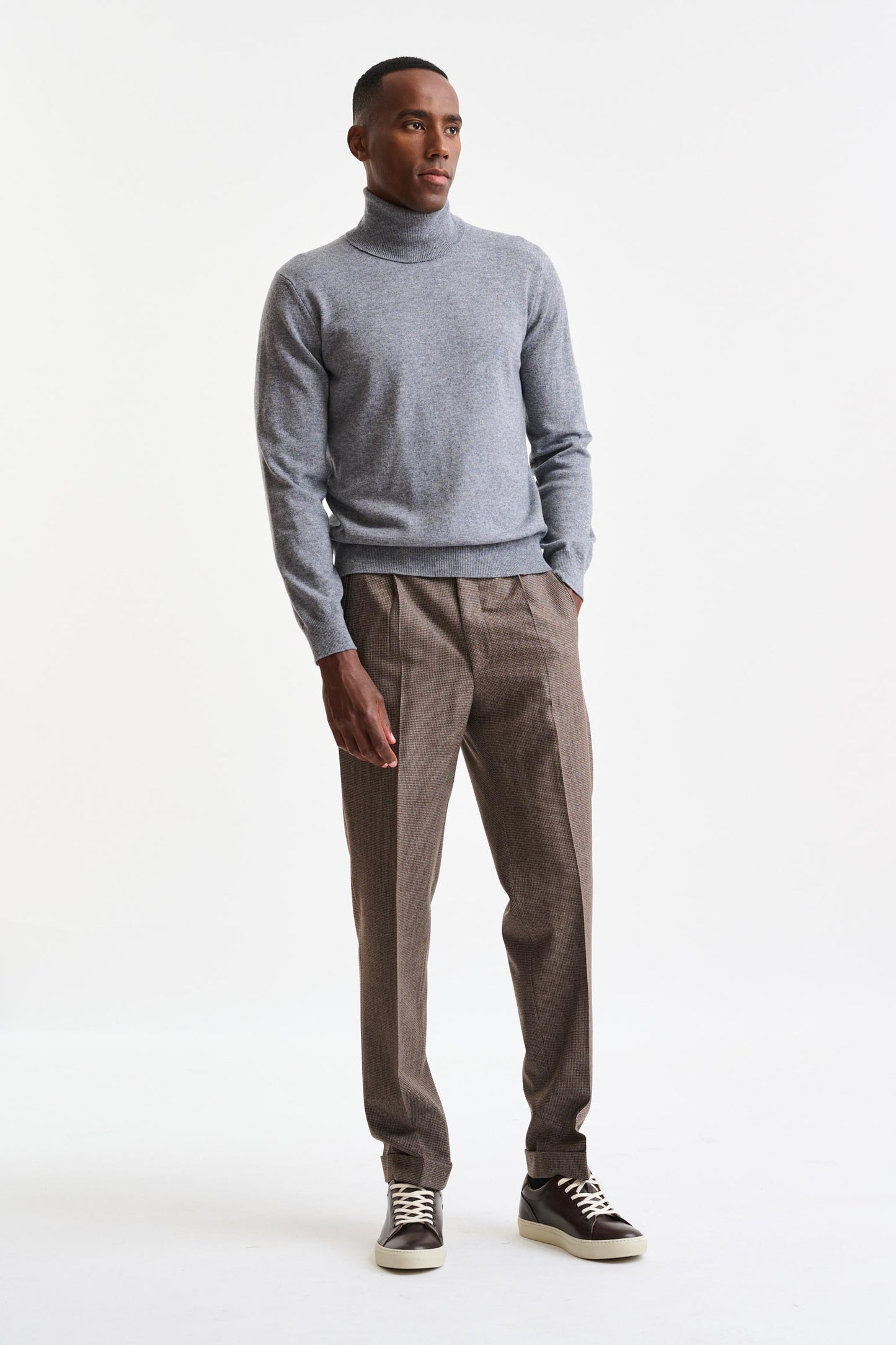 Mid-Grey Melange Cashmere Drumberg Rollneck Knitwear - Image 3