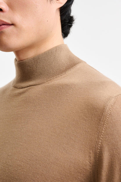 Camel Cashmere & Merino Silk Ramsey High Crew Knitwear - Image 2