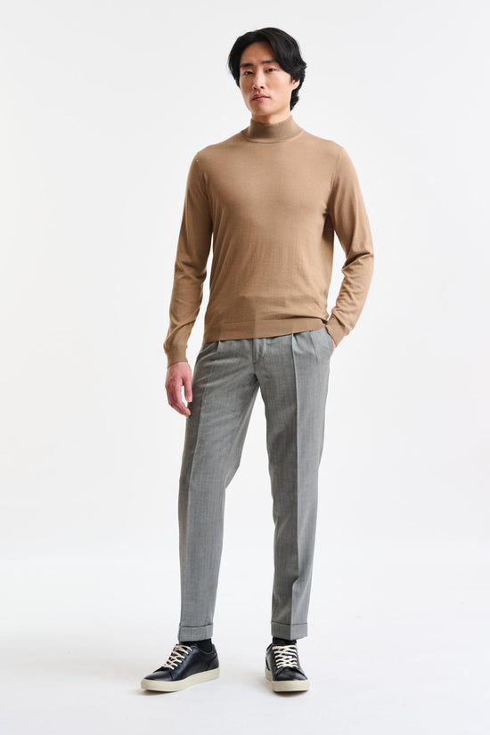 Camel Cashmere & Merino Silk Ramsey High Crew Knitwear - Image 4