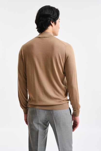 Camel Cashmere & Merino Silk Ramsey High Crew Knitwear - Image 5