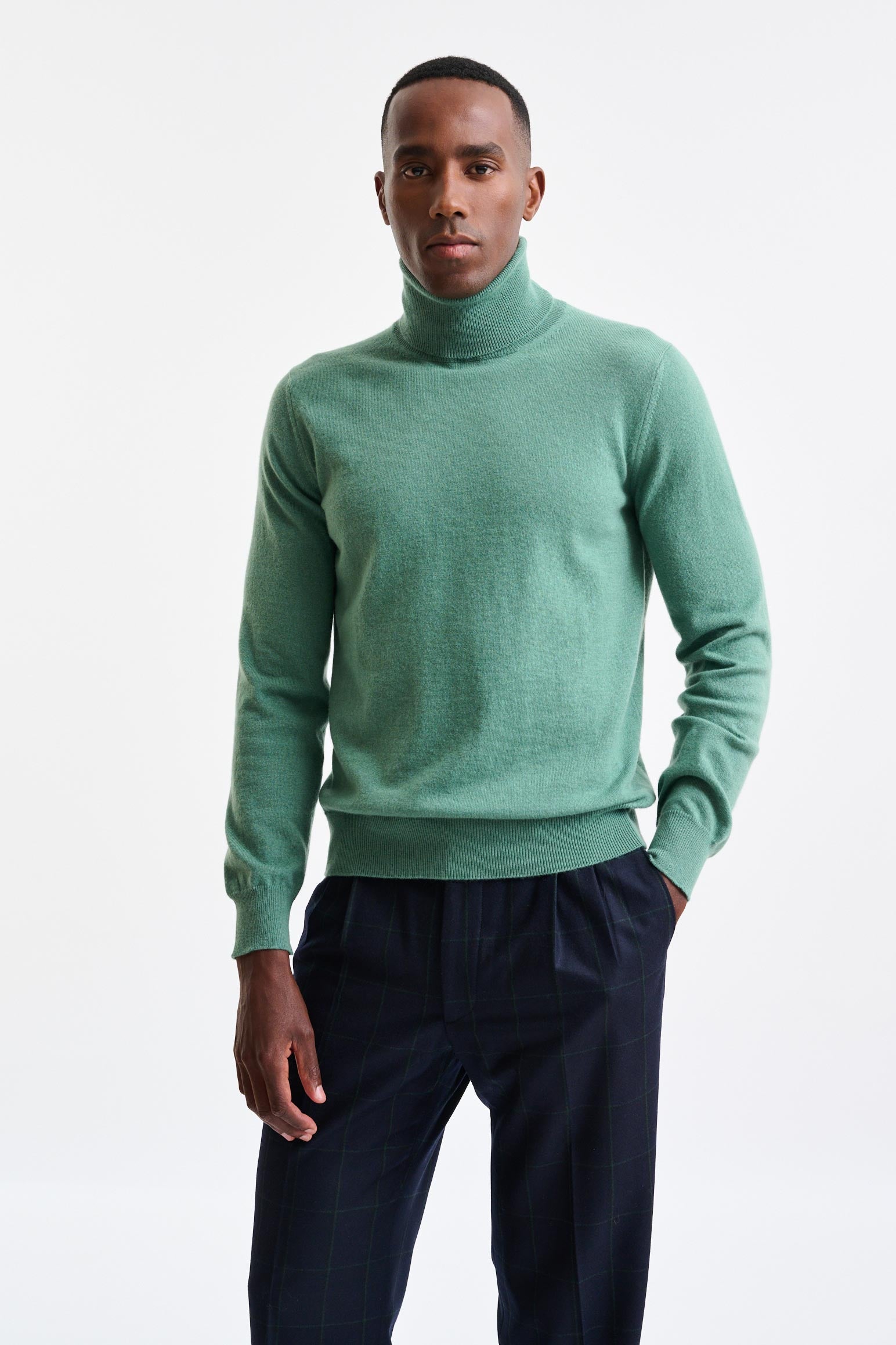 Frosty Spruce Cashmere Drumberg Rollneck Knitwear - Image 1