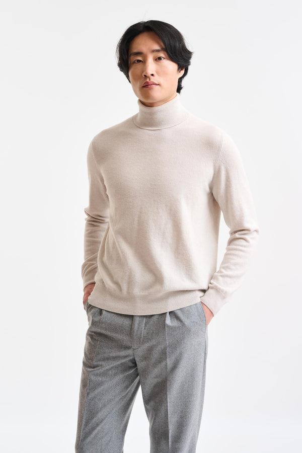 Pull à Col Roulé Off-White Cachemire & Laine Drumberg