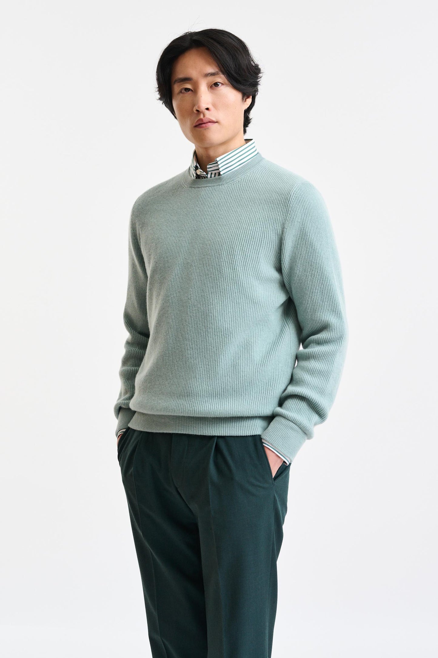 Blue Surf Cashmere Harrow Crewneck Knitwear - Image 1