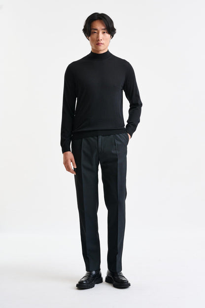 Black Cashmere & Merino Silk Ramsey High Crewneck Knitwear - Image 2