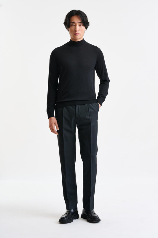 Black Cashmere & Merino Silk Ramsey High Crewneck Knitwear - Image 2