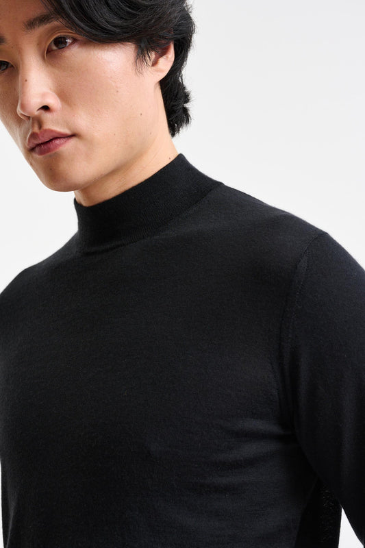 Black Cashmere & Merino Silk Ramsey High Crewneck Knitwear - Image 3