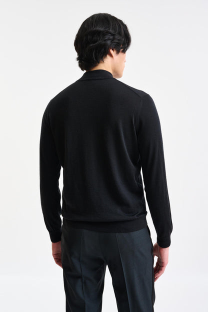 Black Cashmere & Merino Silk Ramsey High Crewneck Knitwear - Image 4