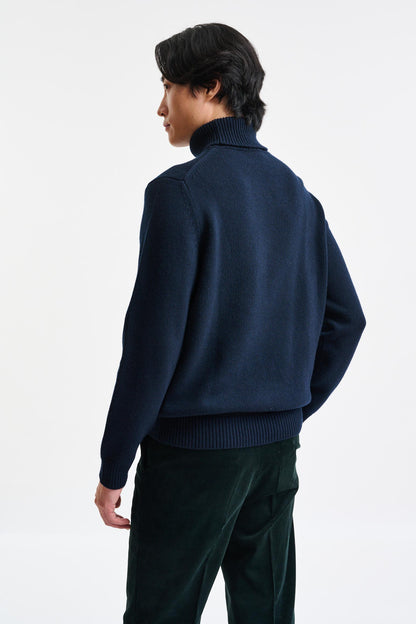 Navy Cashmere & Wool Glamis Rollneck Knitwear - Image 4