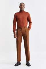 Pull À Col Roulé Haut Ramsey En Cachemire Et Soie Couleur Rouille Intense