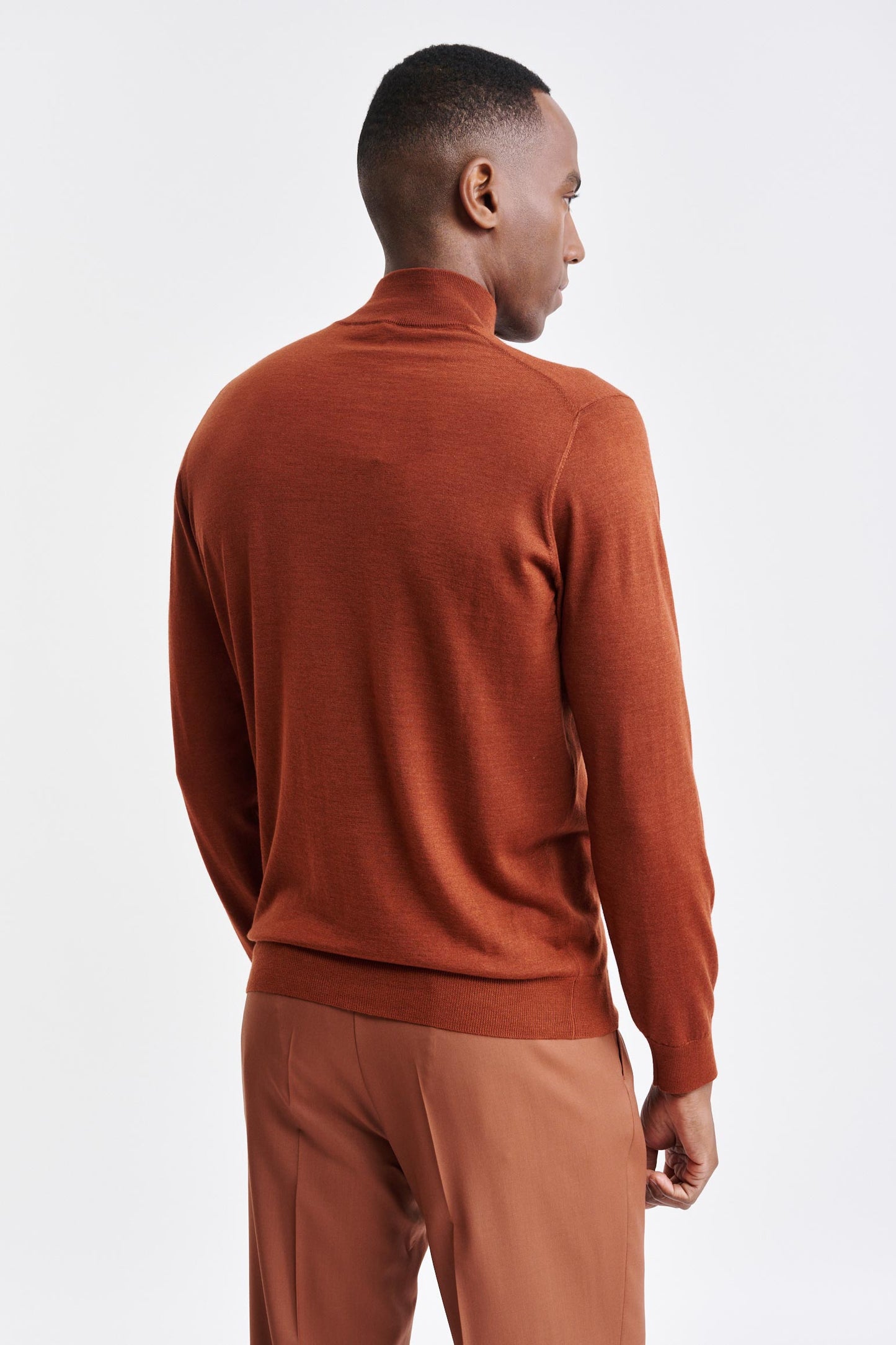 Pull À Col Roulé Haut Ramsey En Cachemire Et Soie Couleur Rouille Intense