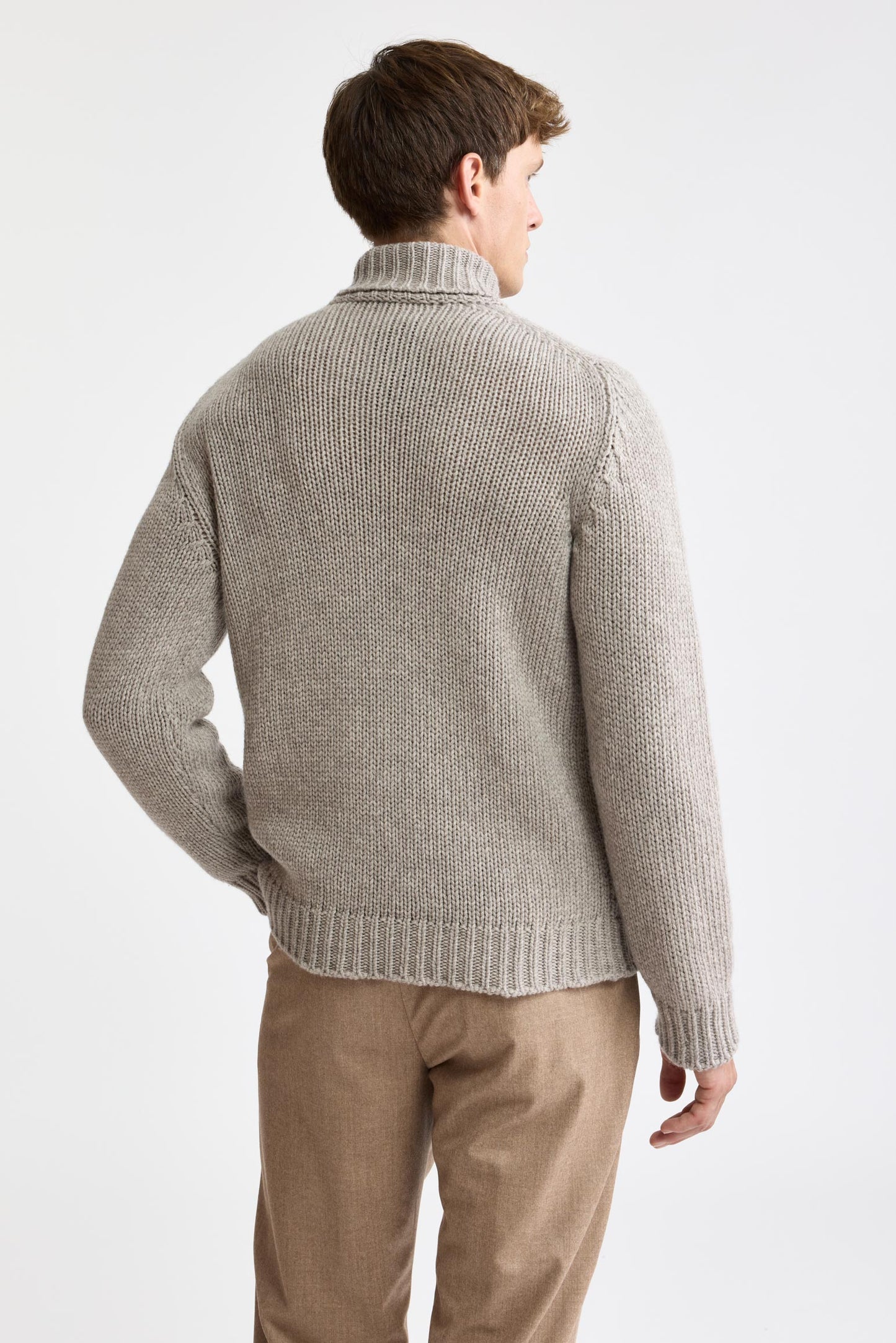 Beige Melierter Banbury Rollkragenpullover Aus Kaschmir Und Seide