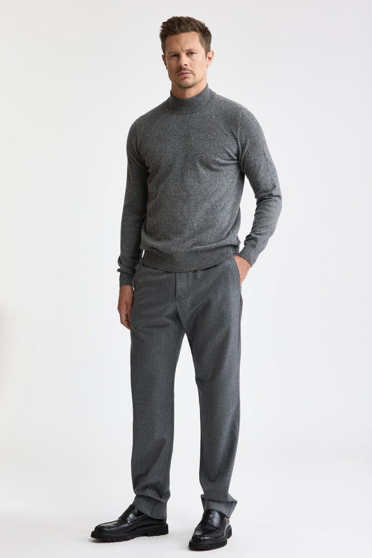 Grey Melange Cashmere & Silk Evanton Mockneck Knitwear
