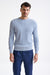 Light Blue Melange 100% Cotton Rib Harrow Knitted Sweater - View One