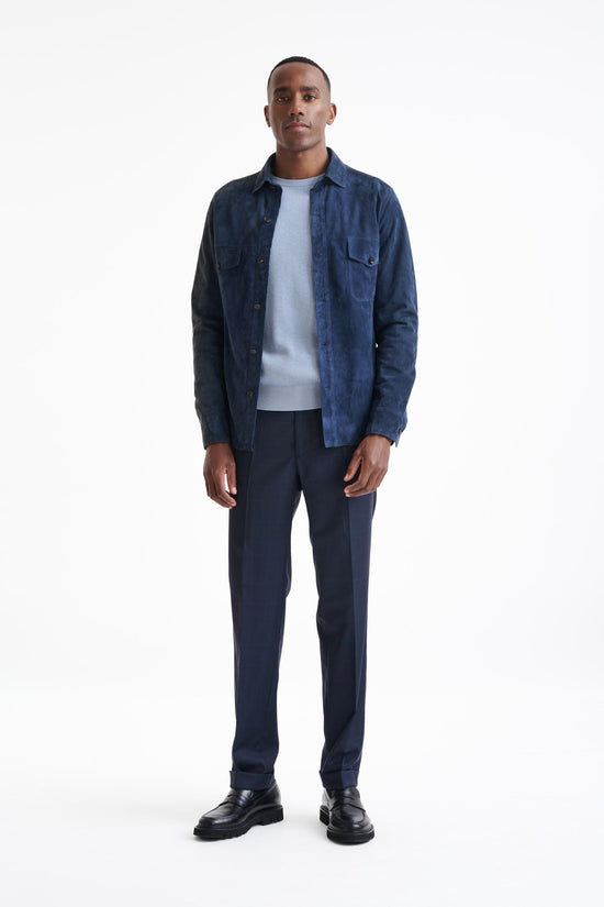 Blue Hexham Goat Suede Shirt Jacket - View Two
