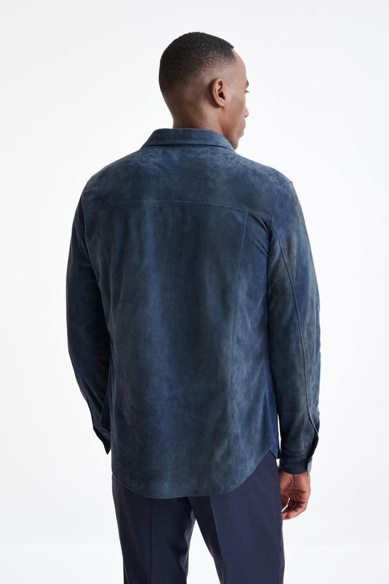 Blue Hexham Goat Suede Shirt Jacket - View Five