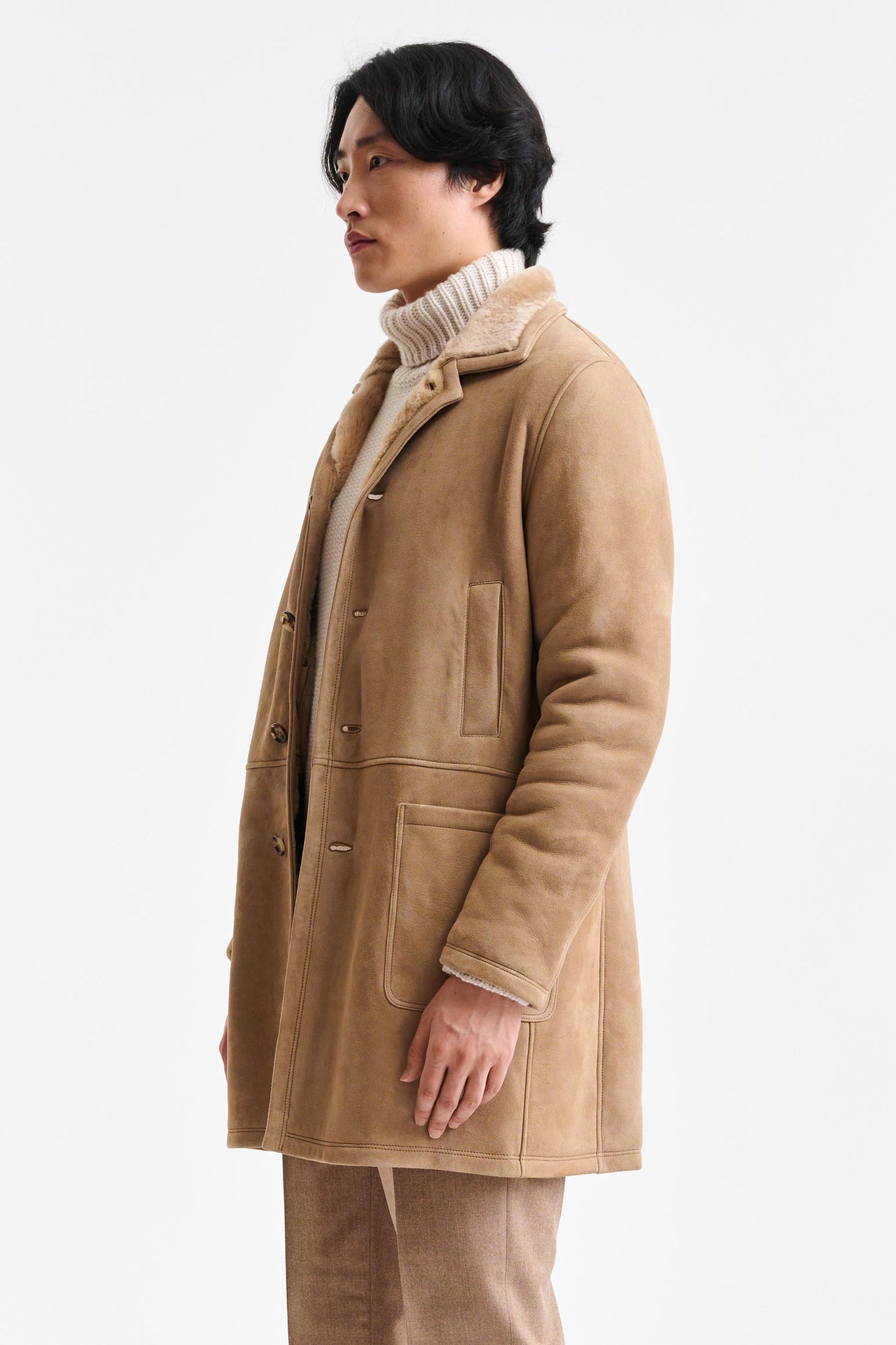 Almond Shearling Havant Coat - Image 3