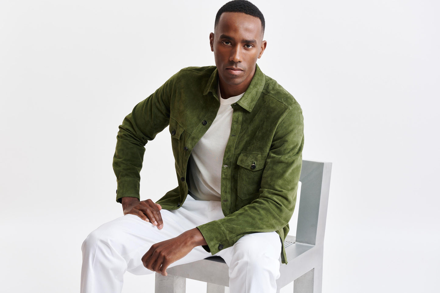 Olive Green Goat Suede Hexham Shirt