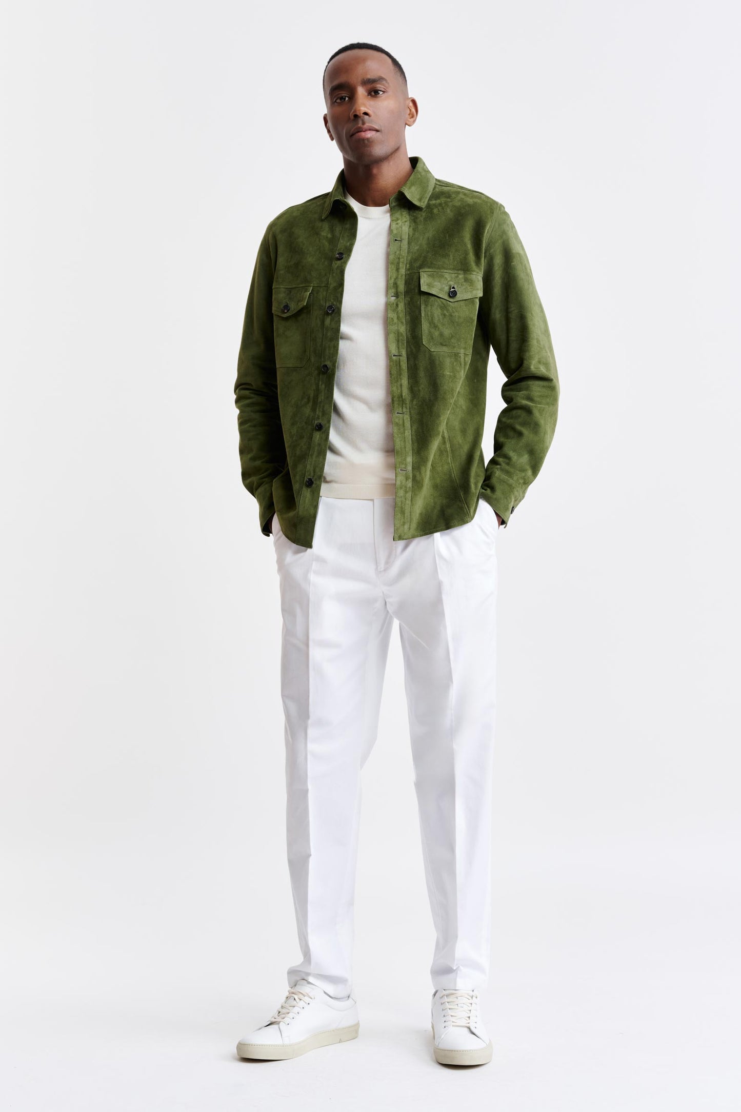 Olive Green Goat Suede Hexham Shirt