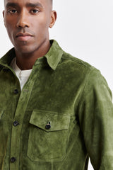Olive Green Goat Suede Hexham Shirt