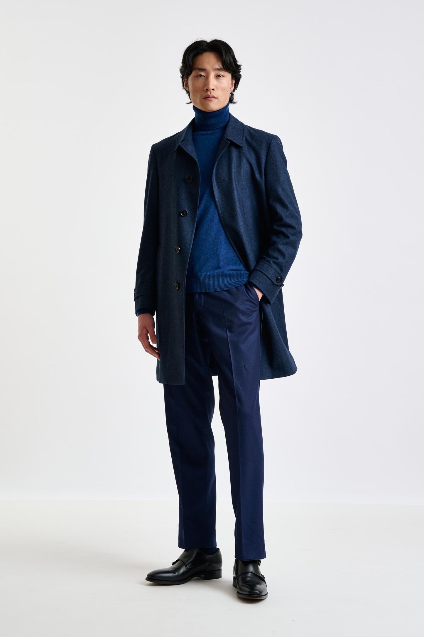 Dark Blue Wool Leeds Coat Zeus