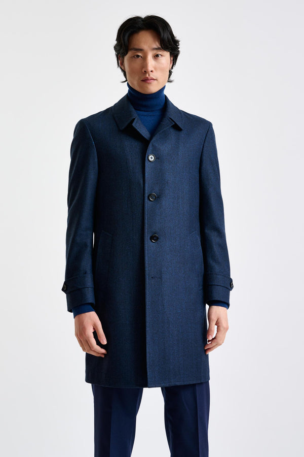 Manteau Leeds En Laine Bleu Foncé Zeus