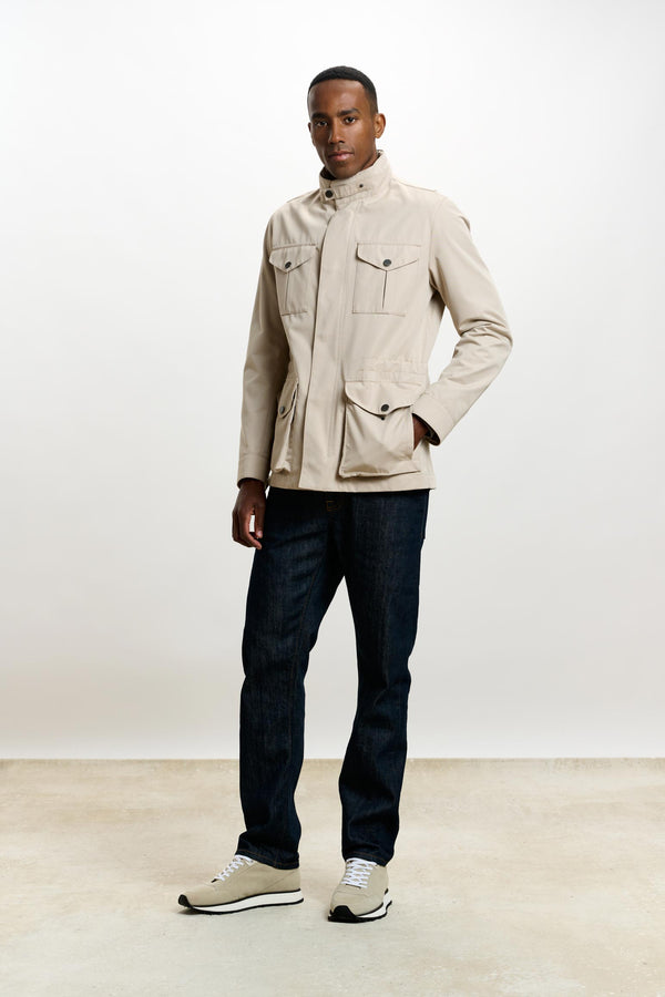 Beige Baumwoll-Dartmoor-Tech-Feldjacke