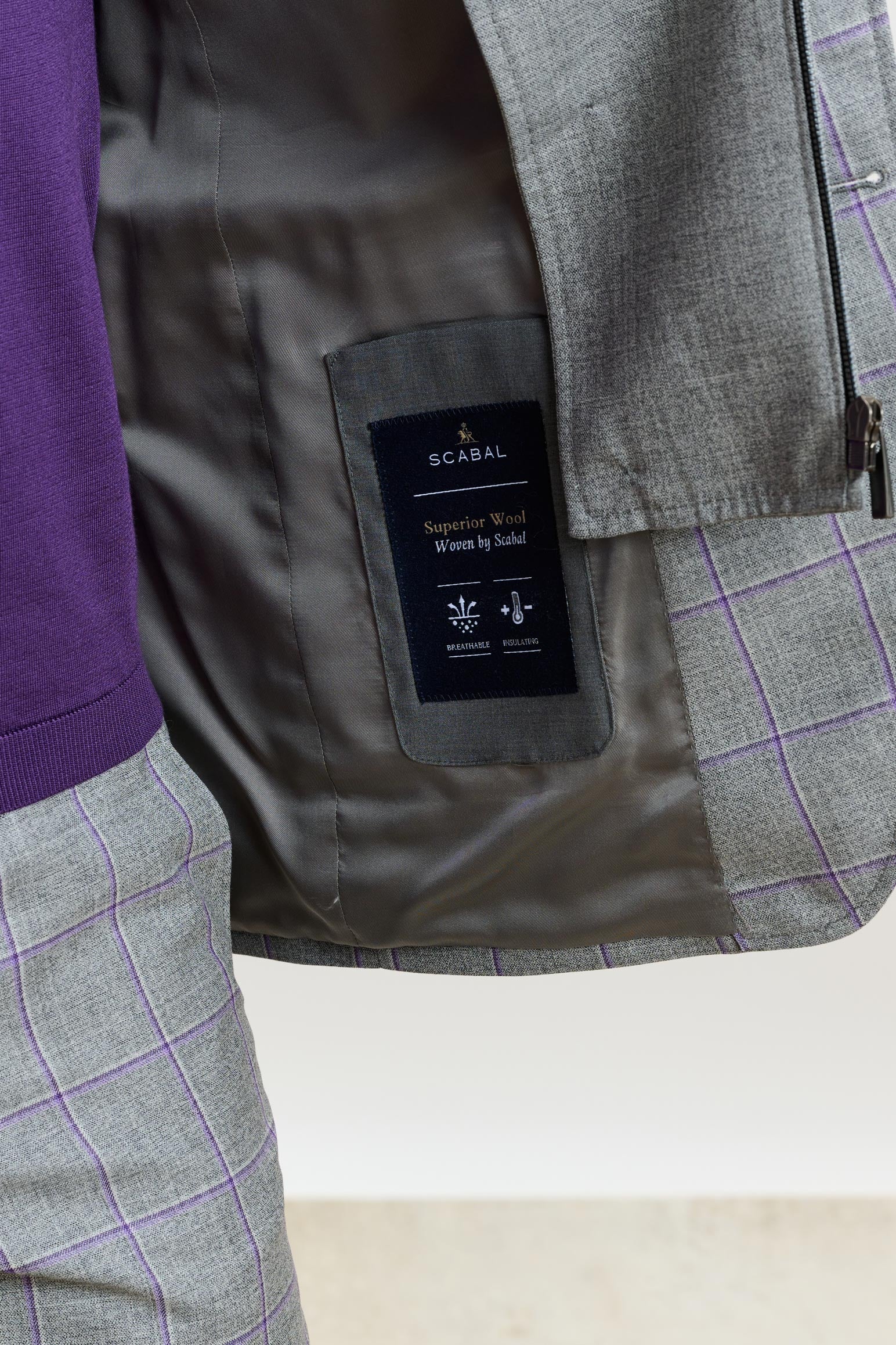 Stanfield Jacket Crossover Check Grey Scabal