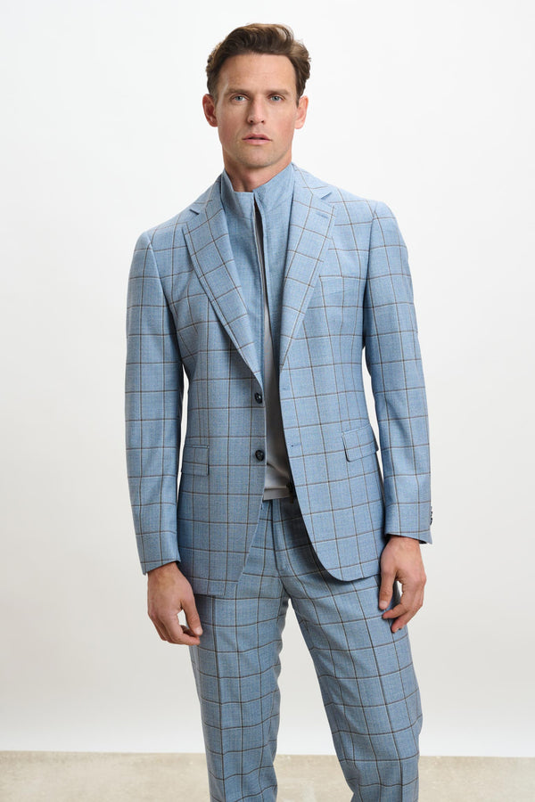 Light Blue Check Stanfield Jacket Crossover