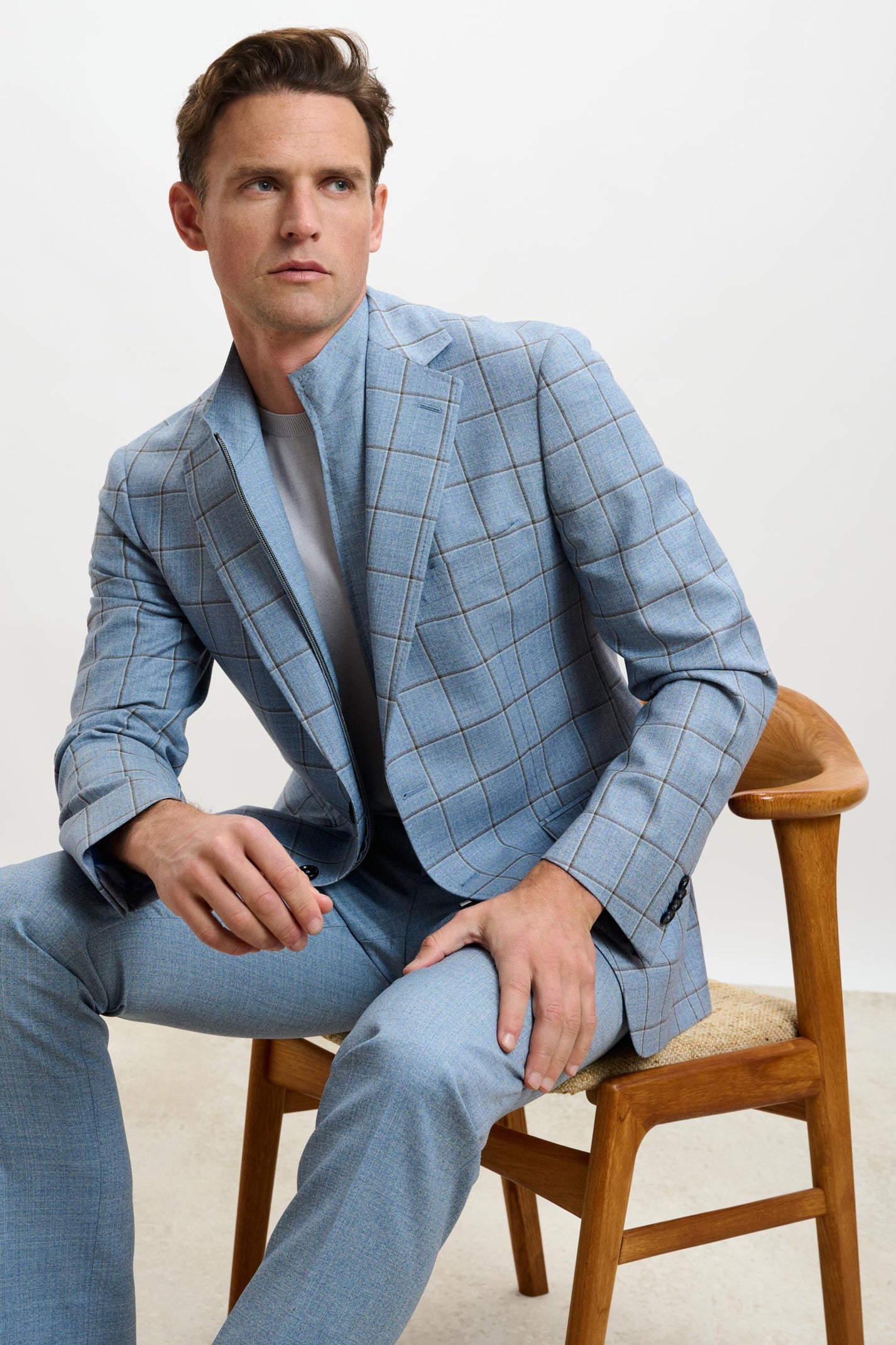 Stanfield Jacket Crossover Check Blue Light Scabal