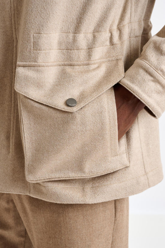 Beige 100% Cashmere Dartmoor Field Jacket Zeus - View 5