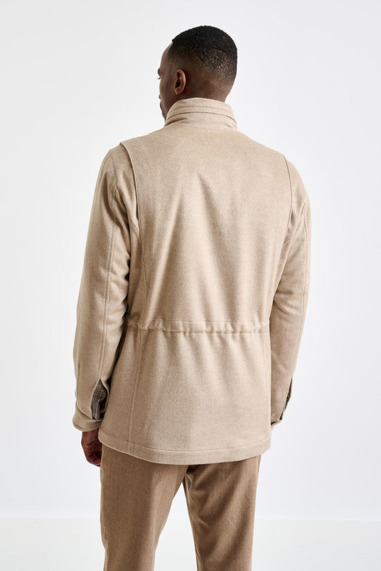 Beige 100% Cashmere Dartmoor Field Jacket Zeus - View 6