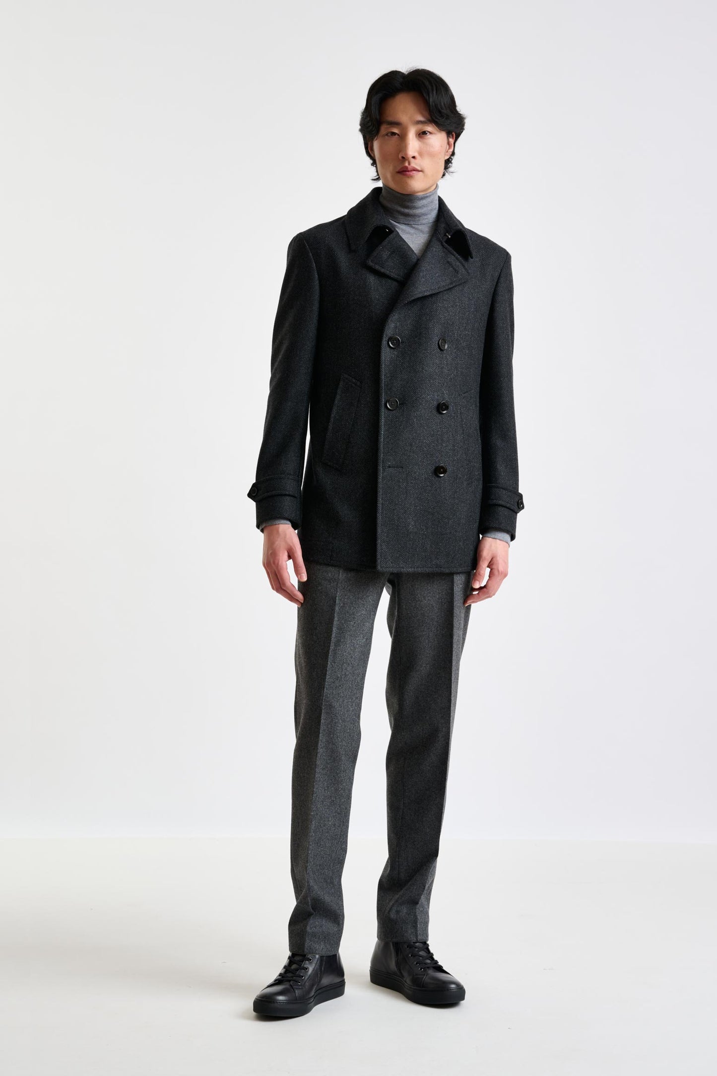 Dark Grey Wool Nelson Peacoat Zeus - View 1