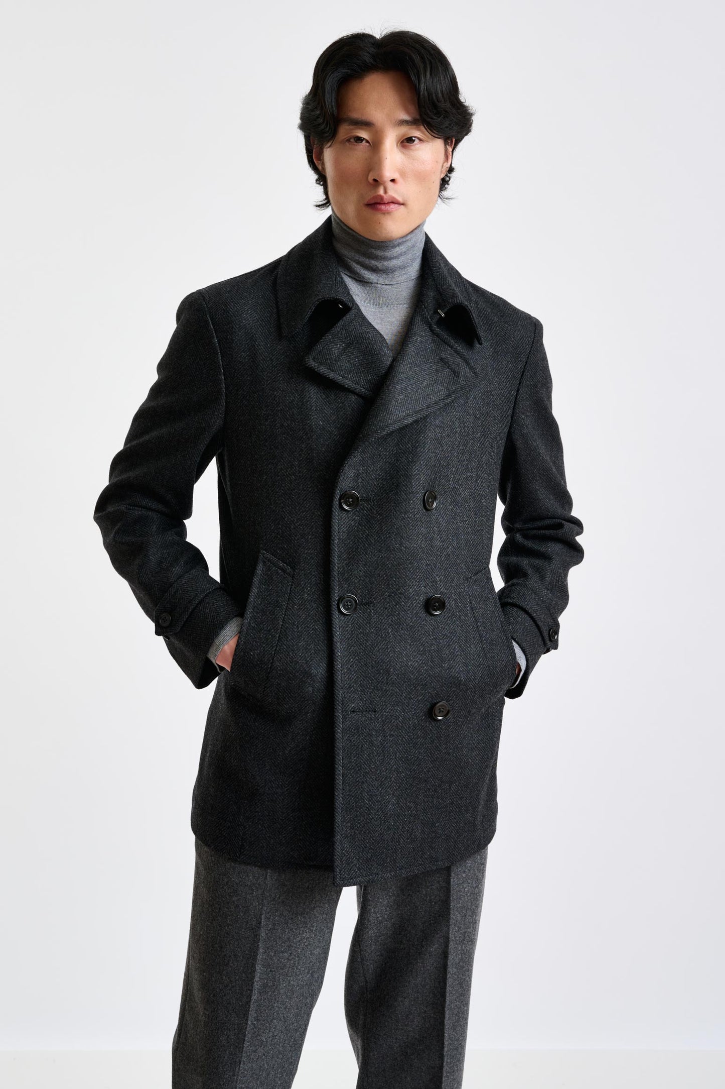 Dark Grey Wool Nelson Peacoat Zeus - View 2