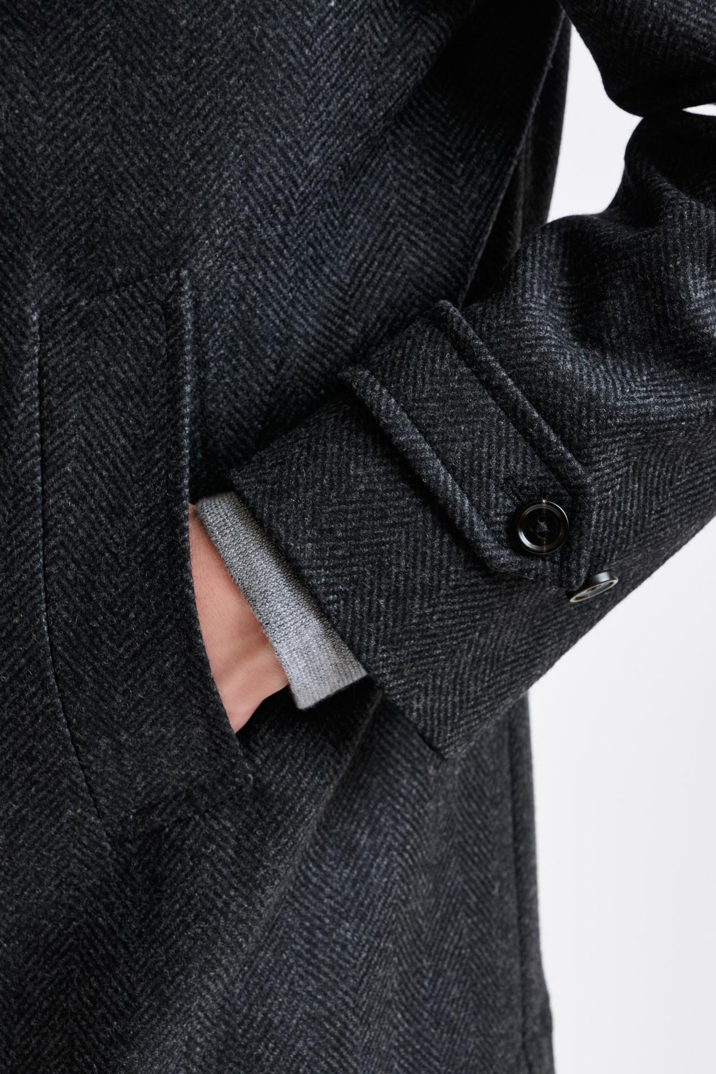 Dark Grey Wool Nelson Peacoat Zeus - View 3