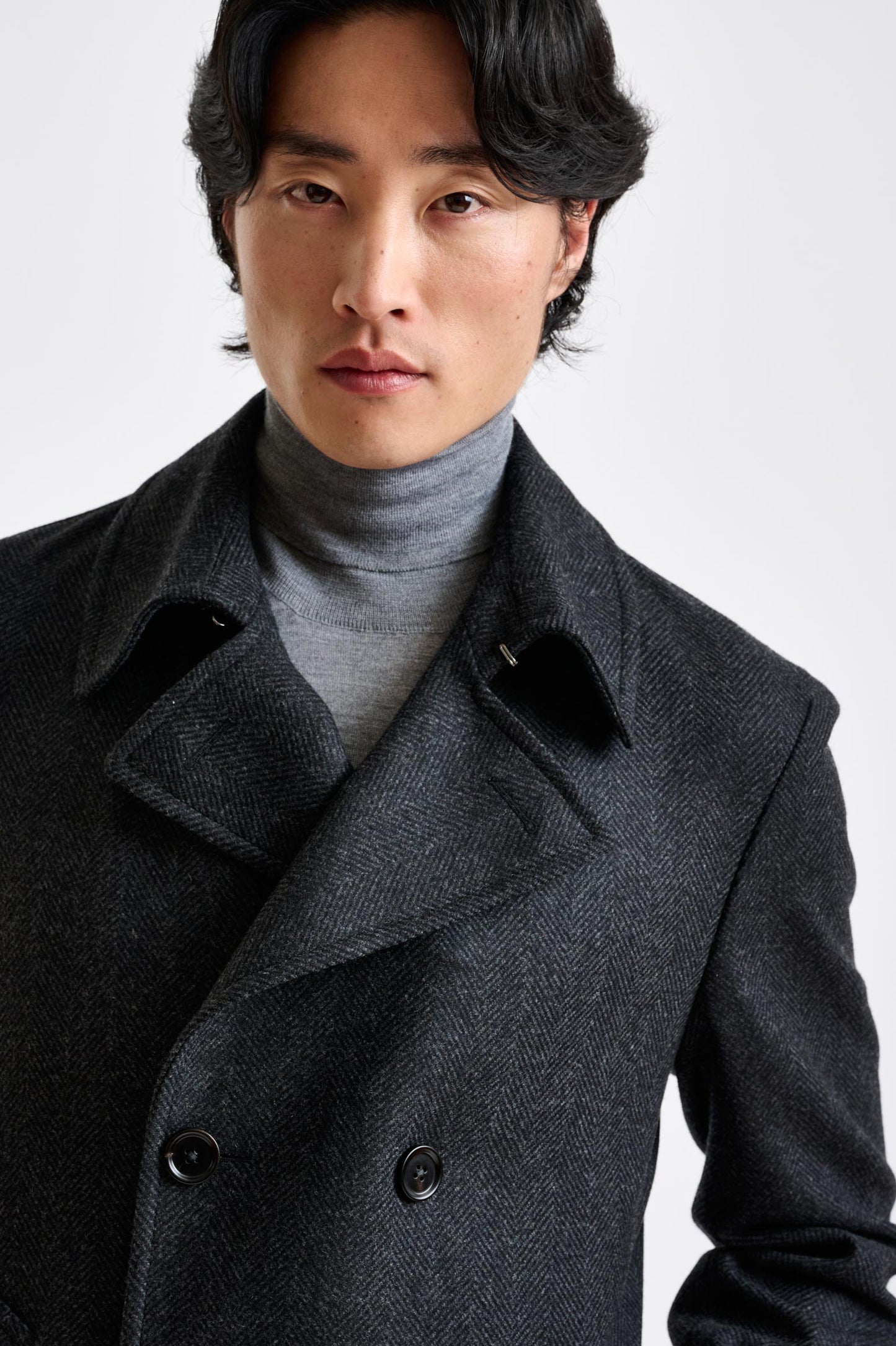 Dark Grey Wool Nelson Peacoat Zeus - View 4