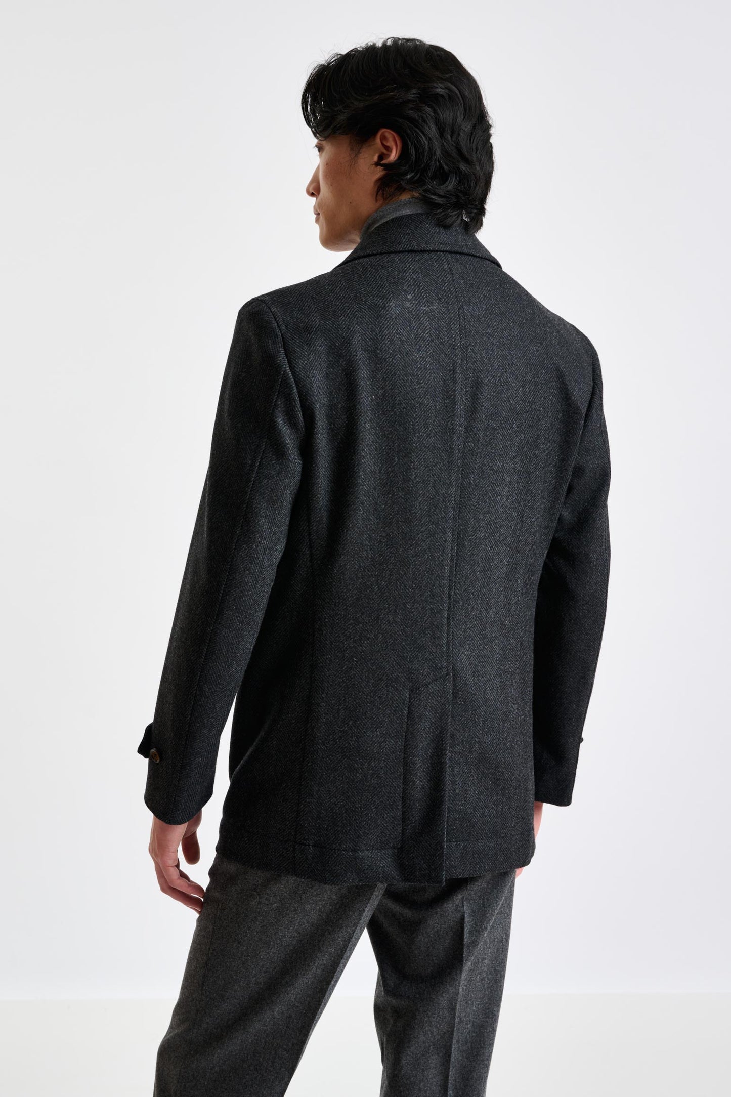 Dark Grey Wool Nelson Peacoat Zeus - View 5