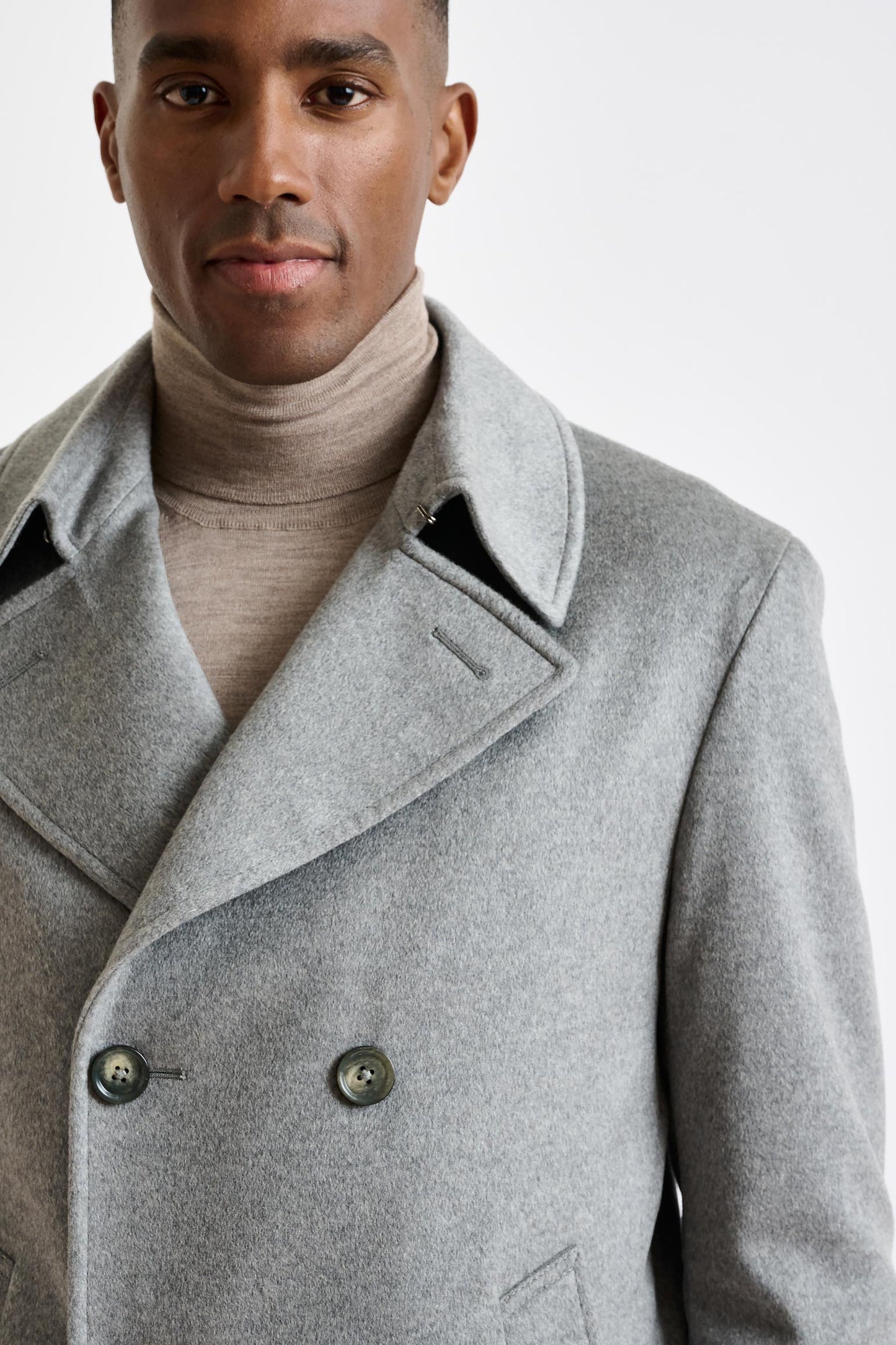 Gris 100% Cachemira Nelson Peacoat Zeus