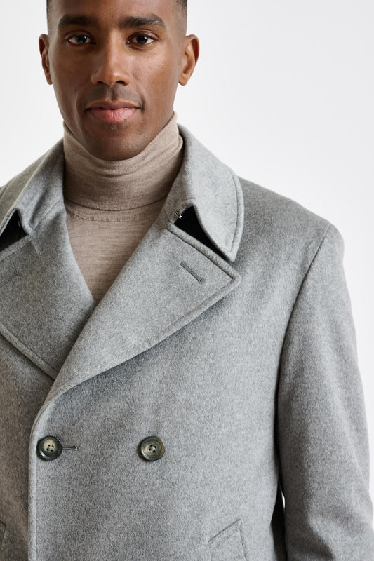 Grey 100% Cashmere Nelson Peacoat Zeus - View 2