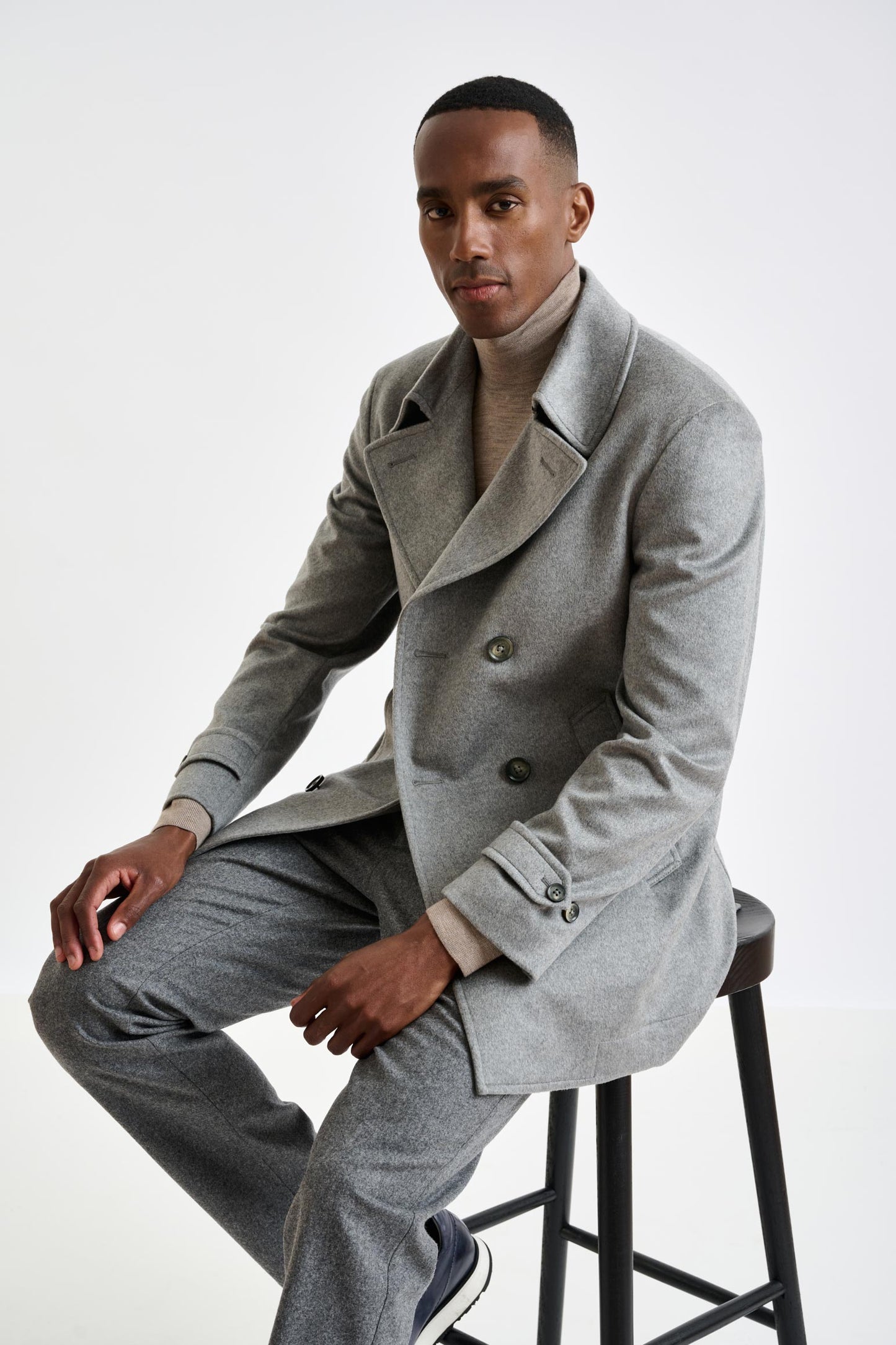 Grey 100% Cashmere Nelson Peacoat Zeus