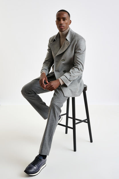 Grey 100% Cashmere Nelson Peacoat Zeus - View 9